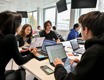 élèves ingénieurs pendant le challenge innovation centrale lyon