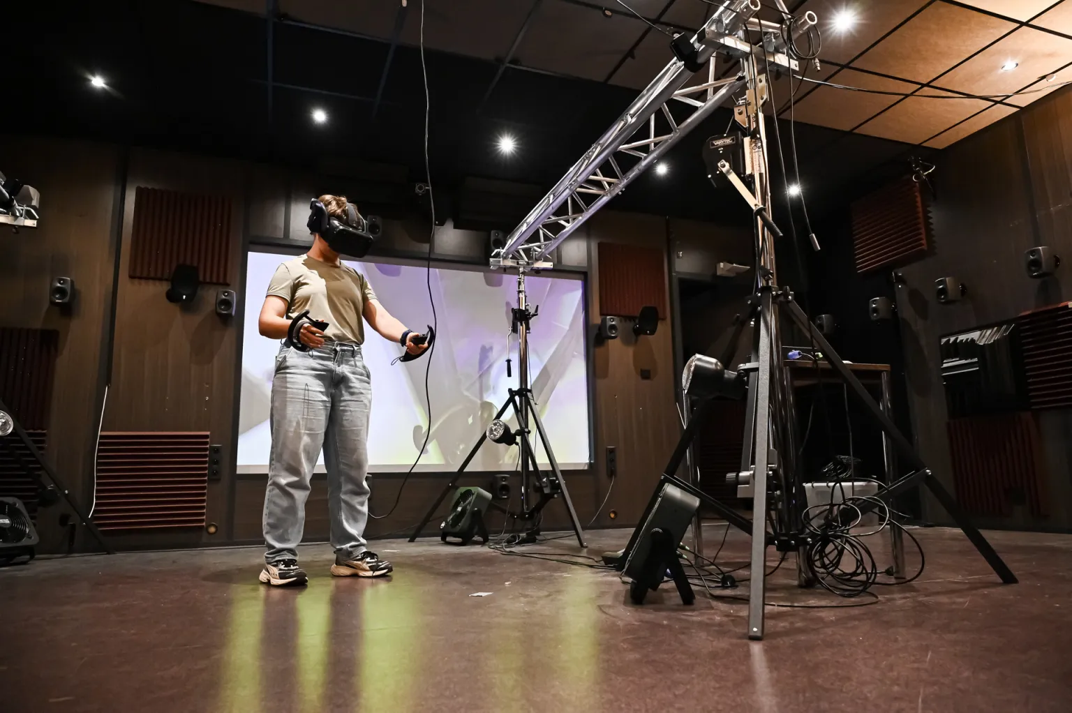 A student experiments with a man-machine interface