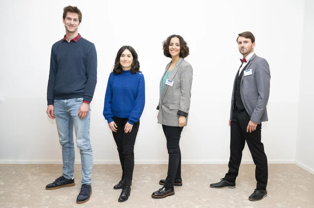 Lauréats du Prix de la Jeune Recherche 2023. De gauche à droite : Samuel Quaegebeur, Amélie Deschamps, Concepcion Sanchez-Cid Torres, Kim Larmier.