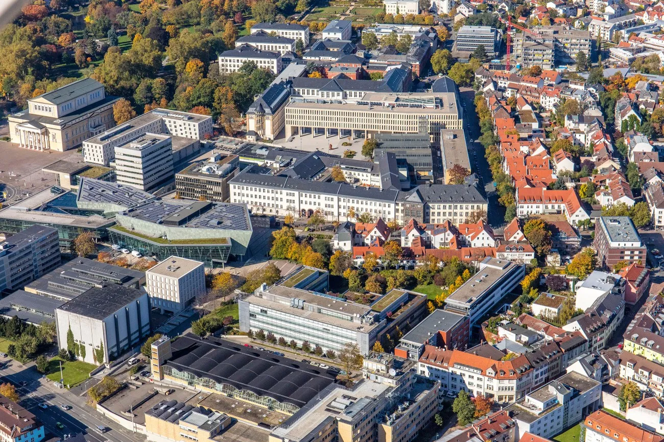 Vue aérienne du campus du centre-ville de la TU Darmstadt